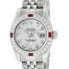 Image 1 : Rolex Ladies Stainless Steel Quickset Mother Of Pearl Diamond & Ruby Datejust Wr