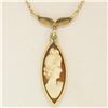 Image 1 : 14k Yellow Gold Marquise Carved Shell Cameo Fish Collier Choker Necklace