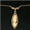 Image 4 : 14k Yellow Gold Marquise Carved Shell Cameo Fish Collier Choker Necklace