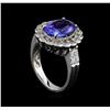 Image 4 : 4.04 ctw Tanzanite and Diamond Ring - 14KT White Gold