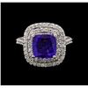 Image 2 : 14KT White Gold 3.67 ctw Tanzanite and Diamond Ring