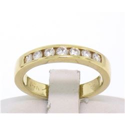 14k Solid Yellow Gold .28 ctw Channel Set 7 Round Diamond Band Ring