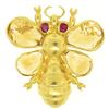 Image 1 : 14k Yellow Gold Pear Cut Citrine & Ruby Eye Bee Fly Brooch Pendant