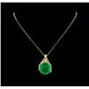 Image 2 : 14KT Yellow Gold GIA Certified 50.88 ctw Emerald and Diamond Pendant With Chain