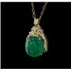 Image 3 : 14KT Yellow Gold GIA Certified 50.88 ctw Emerald and Diamond Pendant With Chain