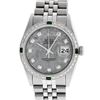 Image 2 : Rolex Mens Stainless Steel Meteorite Diamond And Emerald Datejust Wristwatch