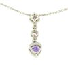 Image 5 : 14K White Gold Heart Amethyst Tourmaline Pink Sapphire Diamond Dangle Pendant