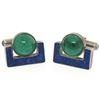 Image 1 : Sterling Silver Malachite & Lapis Swivel Cuff Links