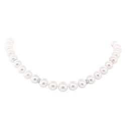 0.33 ctw Diamond and South Sea Pearl Necklace - 14KT White Gold