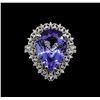 Image 2 : 9.24 ctw Tanzanite and Diamond Ring - 14KT White Gold