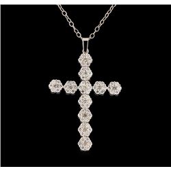 2.23 ctw Diamond Cross Pendant With Chain - 14KT White Gold