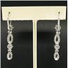 Image 2 : 14k White Gold & Diamond Long Dangle EarringsPave Ribbons & Flower Clusters