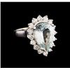 Image 1 : 4.48 ctw Aquamarine and Diamond Ring - 14KT White Gold