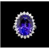 Image 2 : GIA Cert 11.40 ctw Tanzanite and Diamond Ring - 14KT White Gold