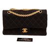 Image 2 : Chanel Black Quilted Fabric Double Flap Shoulder Handbag