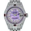 Image 1 : Rolex Ladies Stainless Steel Quickset Purple MOP Diamond Lugs Datejust Wristwatc