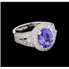 Image 1 : 2.97 ctw Tanzanite and Diamond Ring - 14KT White Gold