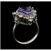 Image 4 : 4.17 ctw Tanzanite and Diamond Ring - 14KT White Gold