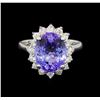 Image 2 : 14KT White Gold 4.37 ctw Tanzanite and Diamond Ring