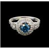 Image 2 : 14KT White Gold 0.98 ctw Blue Diamond Ring