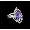 Image 1 : 4.52 ctw Tanzanite and Diamond Ring - 14KT White Gold