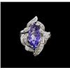 Image 2 : 4.52 ctw Tanzanite and Diamond Ring - 14KT White Gold