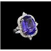 Image 1 : GIA Cert 16.34 ctw Tanzanite and Diamond Ring - 14KT White Gold