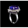 Image 4 : GIA Cert 16.34 ctw Tanzanite and Diamond Ring - 14KT White Gold