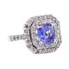 Image 1 : 3.34 ctw Blue Sapphire And Diamond Ring - 18KT White Gold