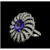 Image 1 : 3.56 ctw Tanzanite and Diamond Ring - 14KT White Gold