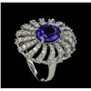 Image 4 : 3.56 ctw Tanzanite and Diamond Ring - 14KT White Gold