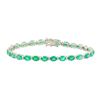 Image 1 : 7.25 ctw Emerald and Diamond Bracelet - 18KT White Gold
