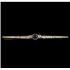 Image 1 : 1.77 ctw Sapphire and Diamond Brooch - 14KT Yellow and White Gold
