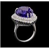 Image 4 : GIA Cert 27.51 ctw Tanzanite and Diamond Ring - 14KT White Gold
