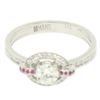 Image 5 : 14k Solid White Gold 0.85 ctw Round Pave Set Diamond & Pink Sapphire Halo Ring