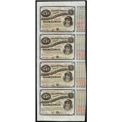 Uncut Sheet of (4) State of Louisiana Baby Bond Obsolete Notes