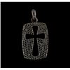 Image 1 : 4.30 ctw Black Diamond Cross Pendant - 14KT White Gold