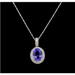 14KT White Gold 3.29 ctw Tanzanite and Diamond Pendant With Chain