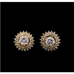 2.46 ctw Diamond Earrings - 14KT Yellow Gold
