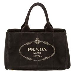 Prada Black Canvas Medium Canapa Tote Bag