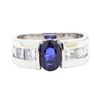 Image 2 : 2.18 ctw Sapphire And Diamond Ring - 18KT White Gold