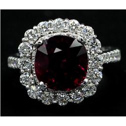 5.30 Carat Cushion Cut Rhodolite Anniversary Diamond Wedding Ring in 14k White G
