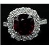 Image 1 : 5.30 Carat Cushion Cut Rhodolite Anniversary Diamond Wedding Ring in 14k White G