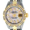 Image 1 : Rolex Ladies 2 Tone 14K Pink Mother Of Pearl Pyramid Diamond Datejust