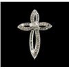 Image 1 : 0.60 ctw Diamond Cross Pendant - 10KT White Gold