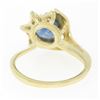 Image 4 : 14K Solid Yellow Gold 1.14 ctw Oval Sapphire Blooming Flower Ring Diamond Accent
