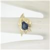 Image 7 : 14K Solid Yellow Gold 1.14 ctw Oval Sapphire Blooming Flower Ring Diamond Accent