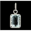 Image 1 : 15.42 ctw Aquamarine and Diamond Pendant - 18KT White Gold
