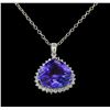 Image 2 : 21.58 ctw Tanzanite and Diamond Pendant With Chain - 14KT White Gold