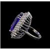 Image 3 : GIA Cert 22.59 ctw Tanzanite and Diamond Ring - 14KT White Gold